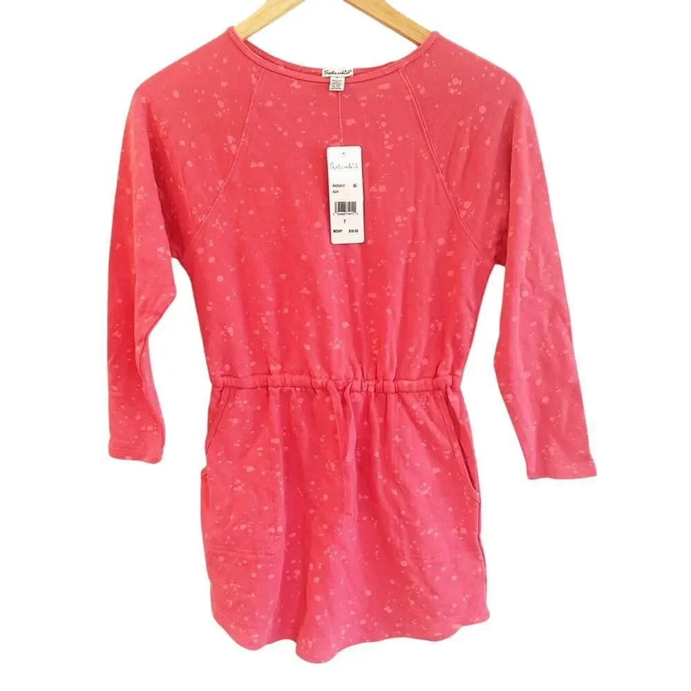NEW Splendid Pink Sweatshirt Dress sz 7 Long Sleeve Girl's Beach Dress